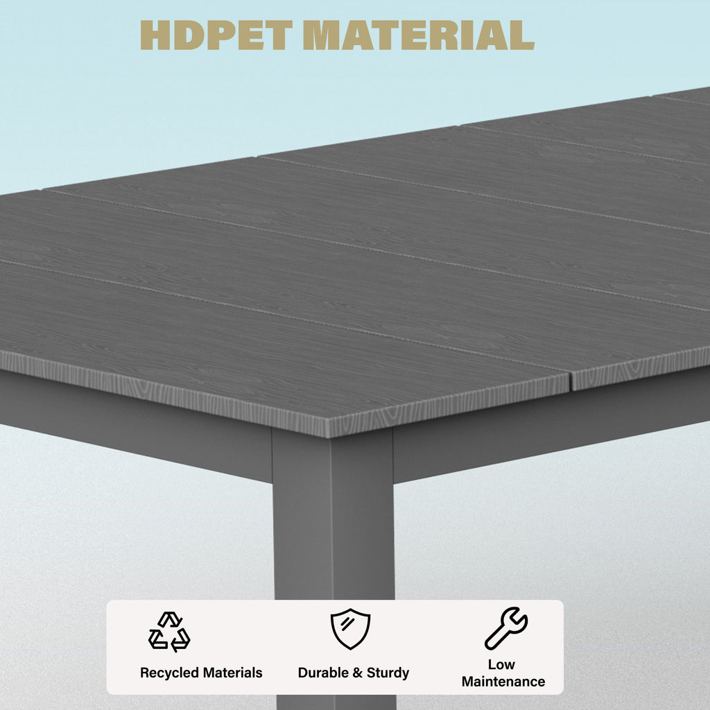 A single outdoor dining table that can be used in multiple scenarios