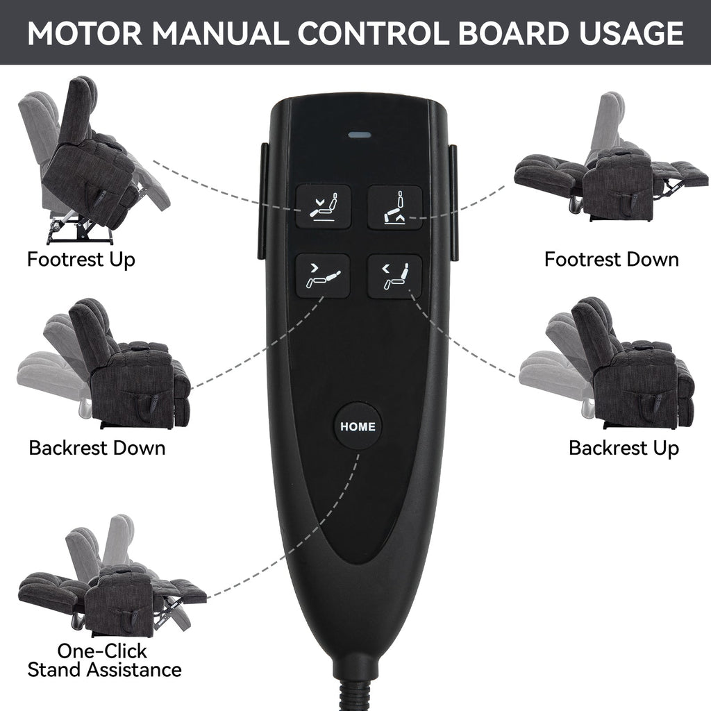 Dual Motor Heat Massage Infinite Position Up to 350 LBS Electric Power Lift Recliners with Power-Remote, Medium-firm and Heavy Duty, Grey
