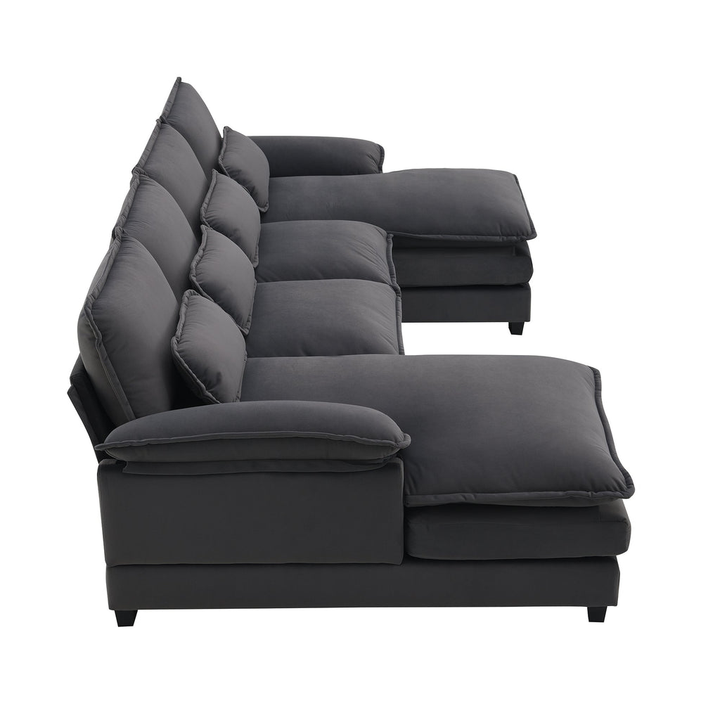 109.8*55.9' Modern U-shaped Sectional Sofa with Waist Pillows,6-seat Upholstered Symmetrical Sofa Furniture,Sleeper Sofa Couch with Chaise Lounge for Living Room,Apartment,5 Color