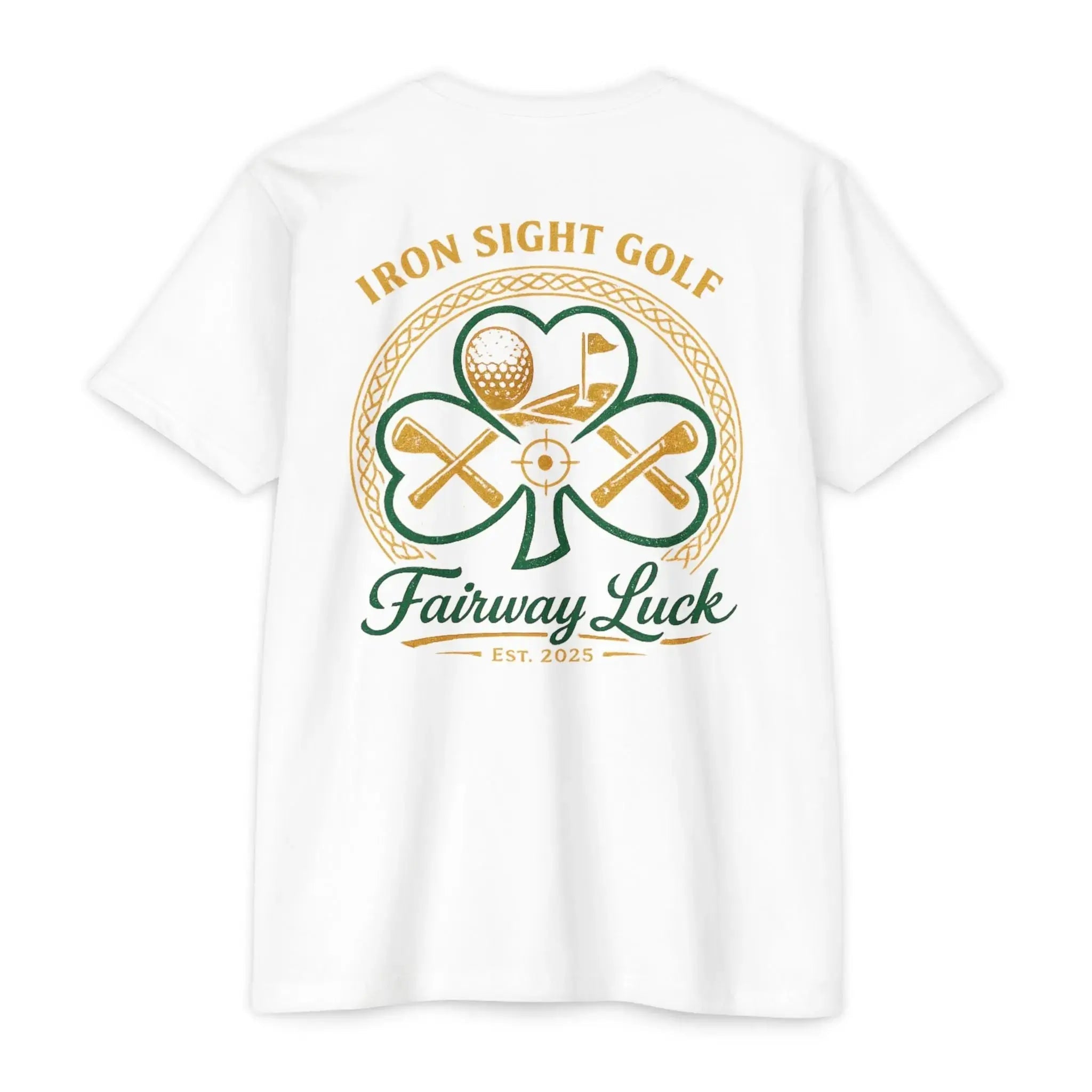 Fairway Luck Golf T-Shirt — Iron Sight Golf Shamrock Design 60/40 Next Level