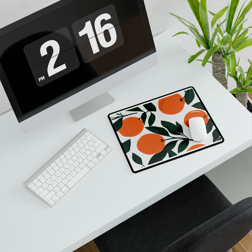 Orange Citrus Desk Mat | Retro Mediterranean Botanical Mouse Pad