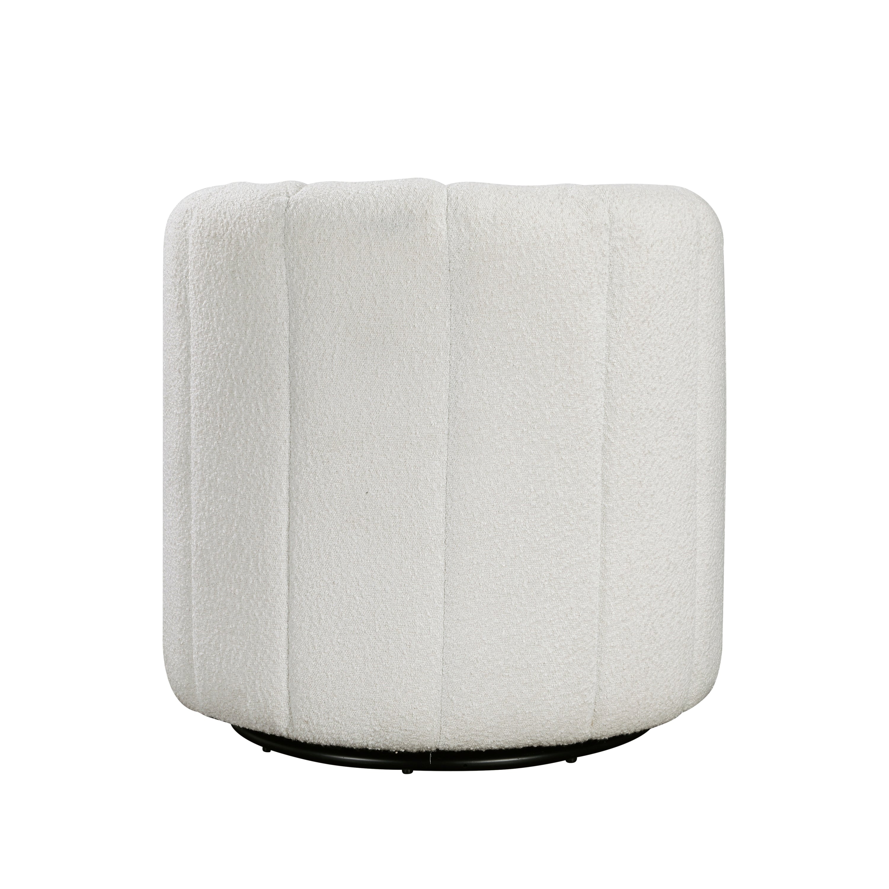 Modern Contemporary Swivel Chair with Ottoman White Boucle Fabric Upholstery Solid Wood Living Room Furniture