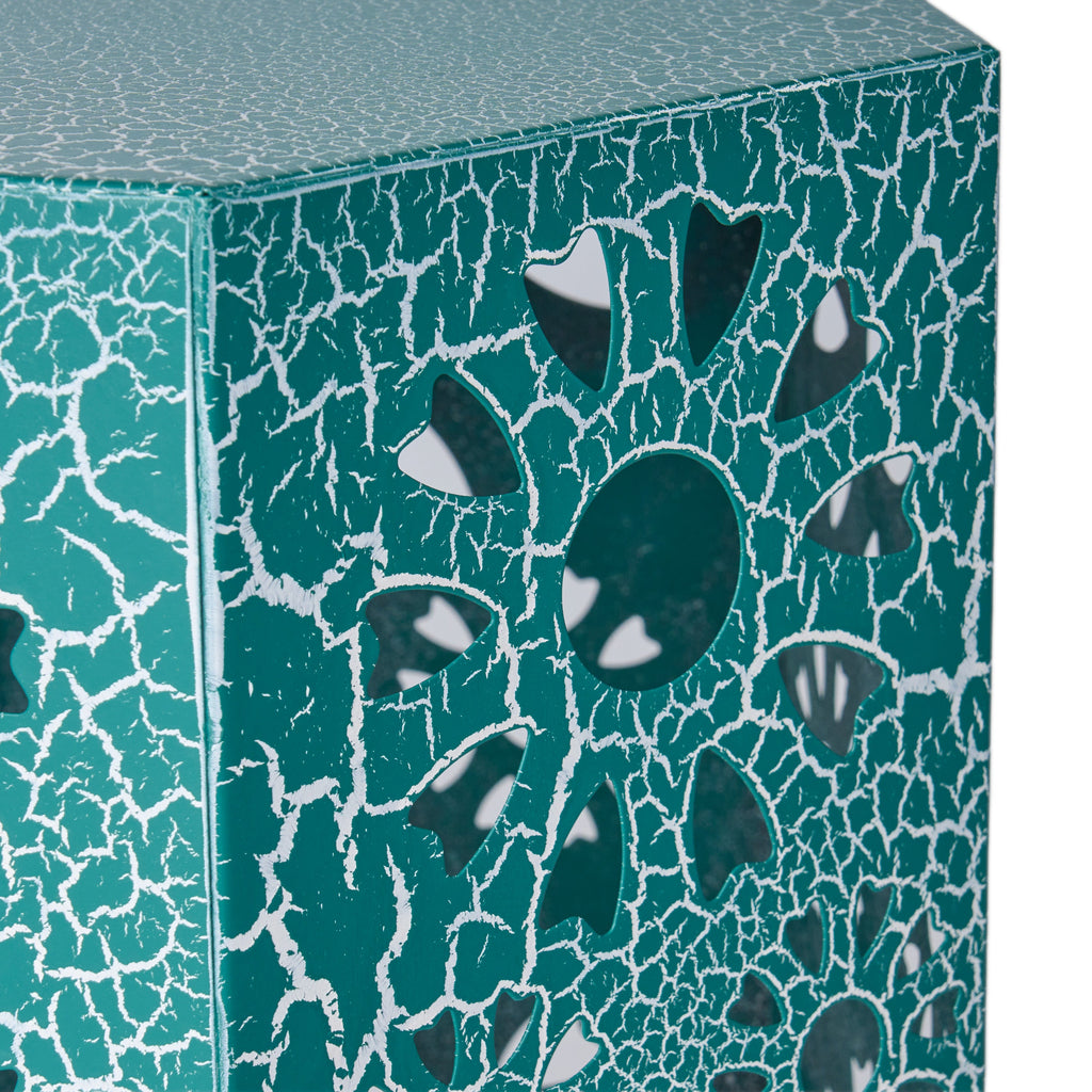 ELIANA Modern 12' Side Table with Iron Frame in Teal Finish