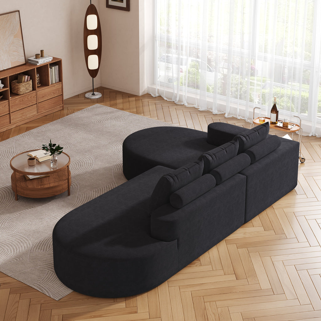 Modern Curved sofa ,Chenille Upholstered Sectional Sofa Couch Set,Modular 108.5' L Shaped Sectional Living Room Sofa Set With 3 Pillows,Free Combination Sofa Couch for Living Room,Bedroom