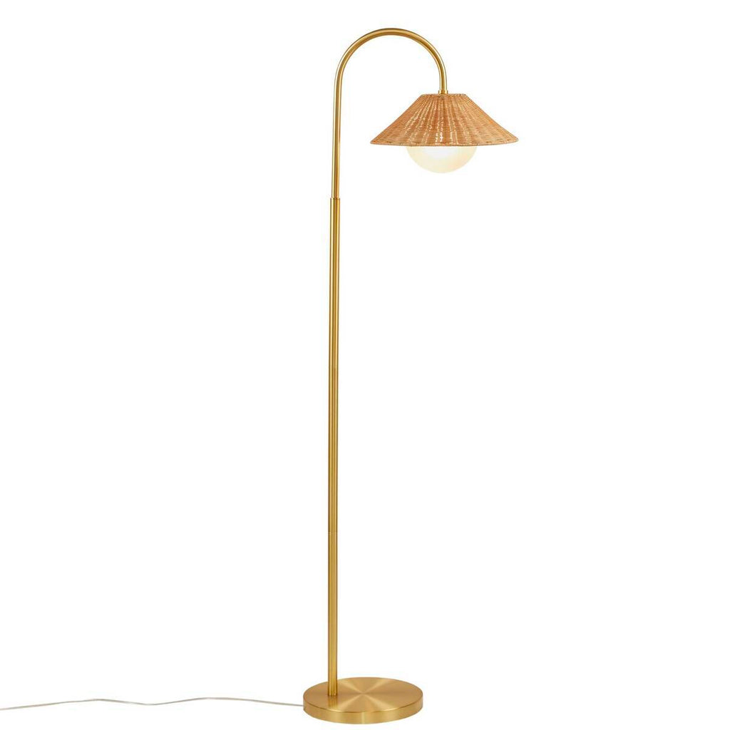 Rattan Weave Shade Floor Lamp Gold/Natural See below