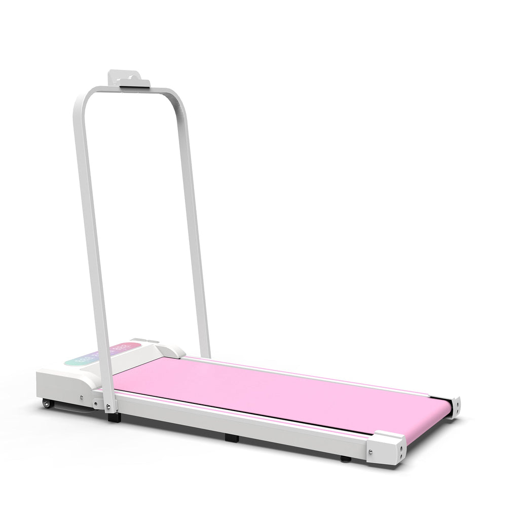 Under Desk Treadmill, Walking Pad, 2 in 1 Portable Treadmill with Handle Remote Control LED Display, Walking Jogging Machine for Home Office Use Pink