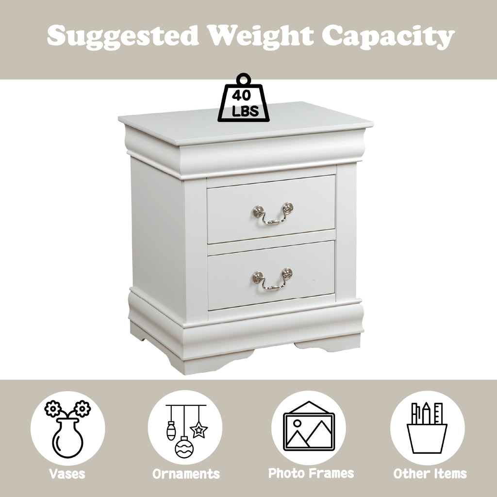 Louis Philippe White Finish 2PCS Bedroom Set (E. King)