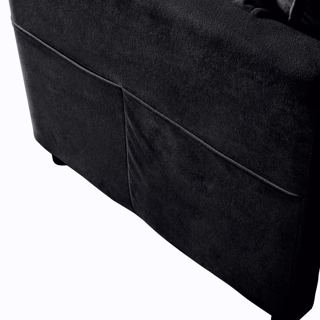 Deep Seat Sectional Cloud Sofa with 2 Ottomans & Soft Pillows, Loveseat Modular Couch for Living Room, Apartment,DIY Combination,Black
