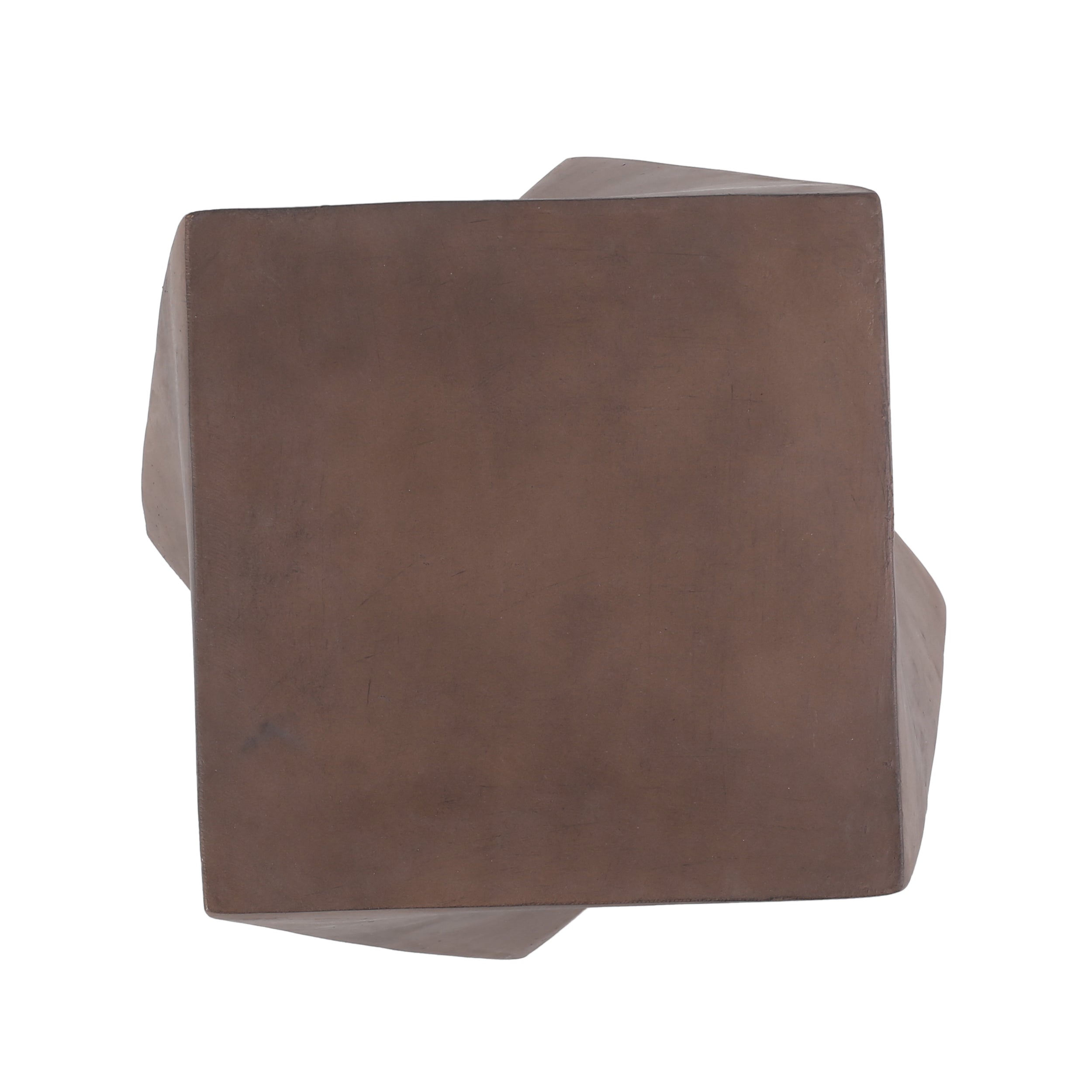 Modern Outdoor Lightweight Concrete Side Table with Abstract Design in Brown Magnesium Oxide, 21 x 21 x 18 Inches