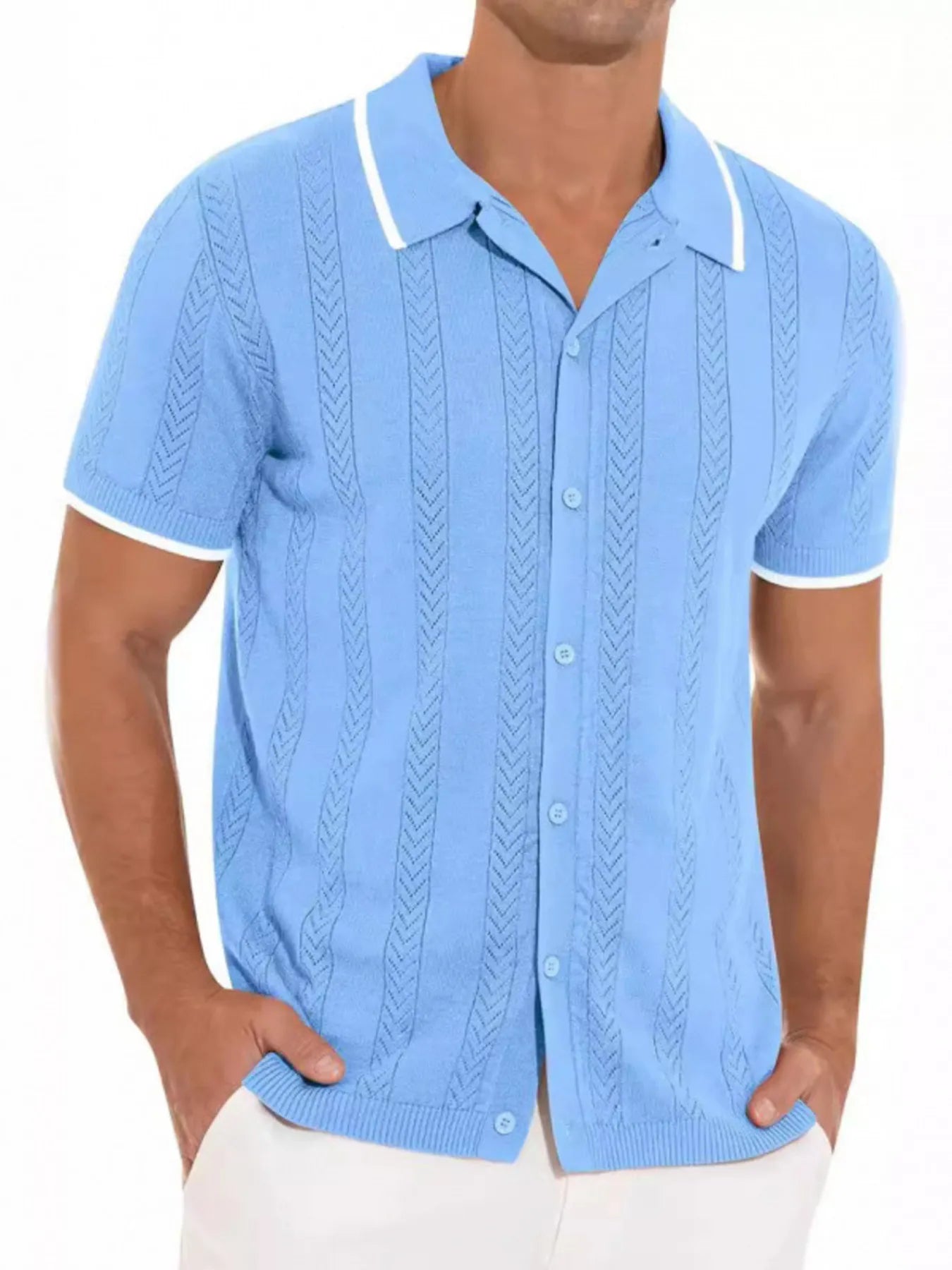 Button Down Contrast Trim Shirt Plus Size