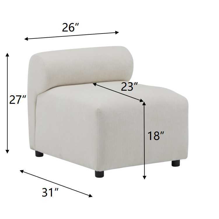 Evelyn 114 in.6-Piece U Shaped Modular Free Combination Sectional Sofa Couch for Living Rooms