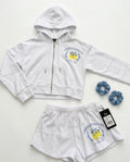 FBZ- COSTA ZIP UP SHORT SET, WHITE