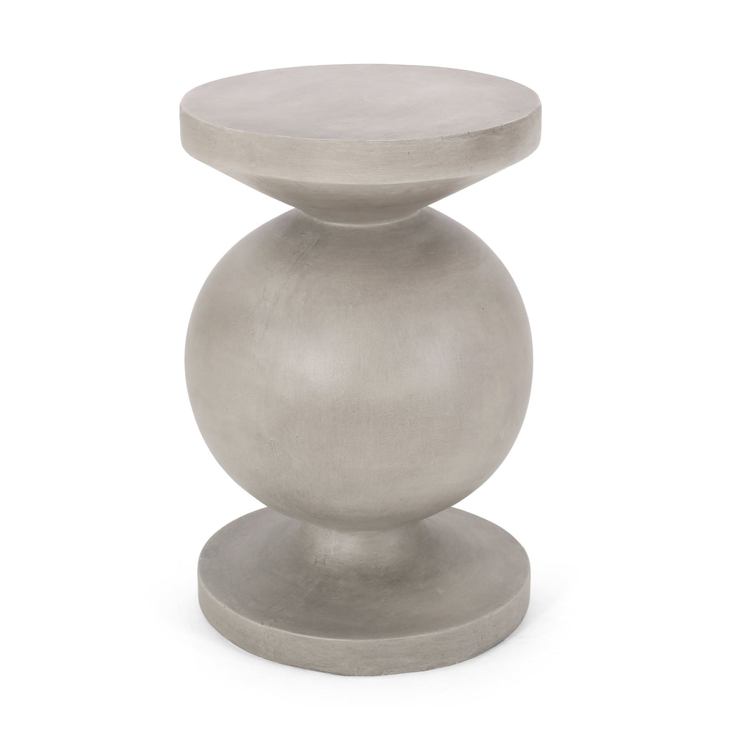 Modern End Table with Pedestal Base in Natural Magnesium Oxide, 17.25' x 17.25' x 26.50'