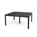Modern Outdoor Dining Table with Woven Accents in Antique Matte Black Aluminum