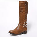 Round Toe Block Heels Boots