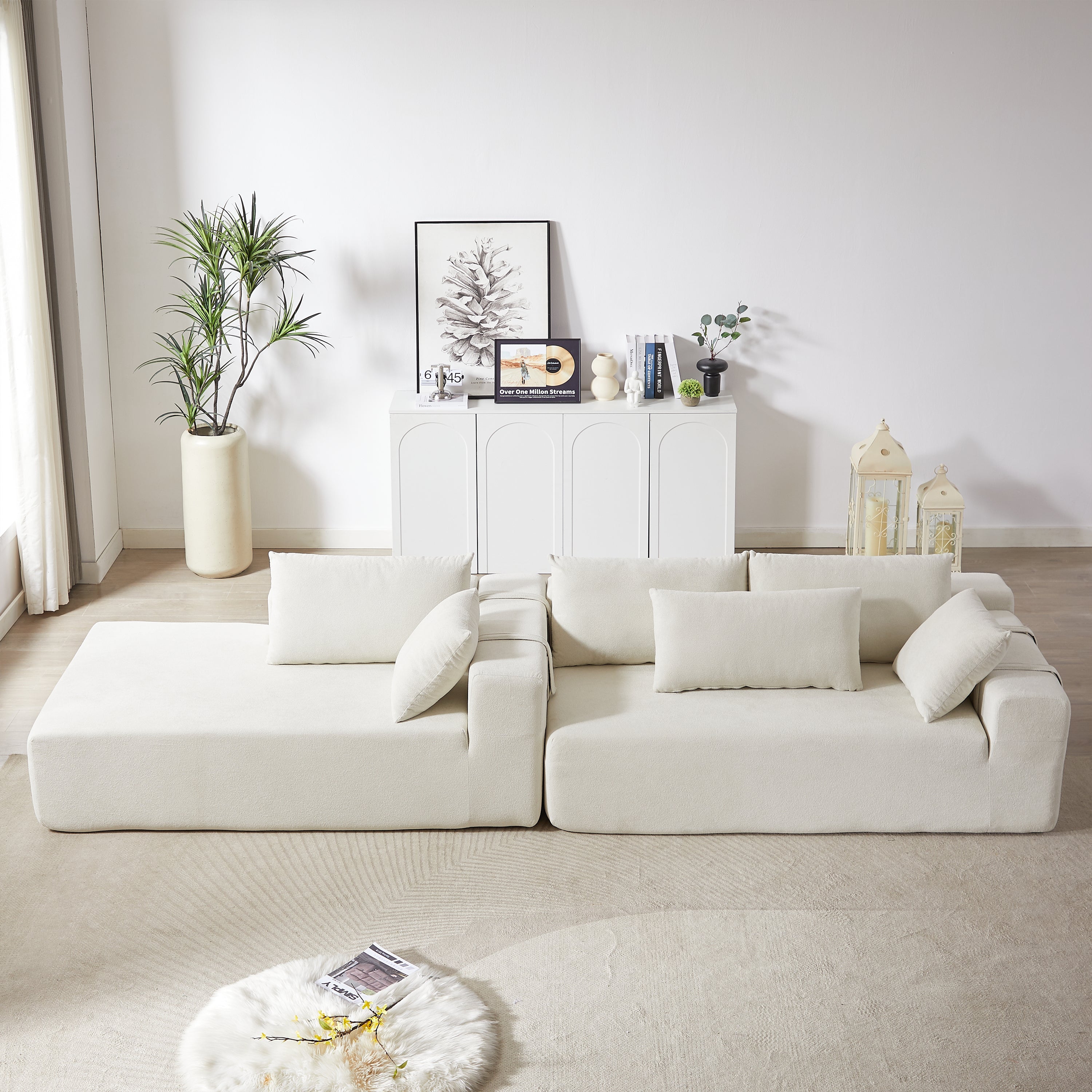 Modern Chenille Upholstered Sectional Sofa Couch Set,Modular 108' L Shaped Sectional Living Room Sofa Set With 6 Pillows,Free Combination Sofa Couch for Living Room,Bedroom(Left Chaise)