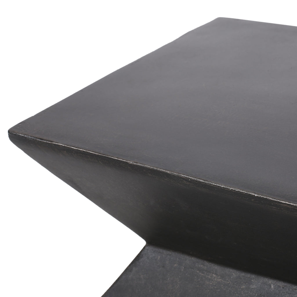 Modern Outdoor Lightweight Concrete Side Table with Geometric Design in Copper
