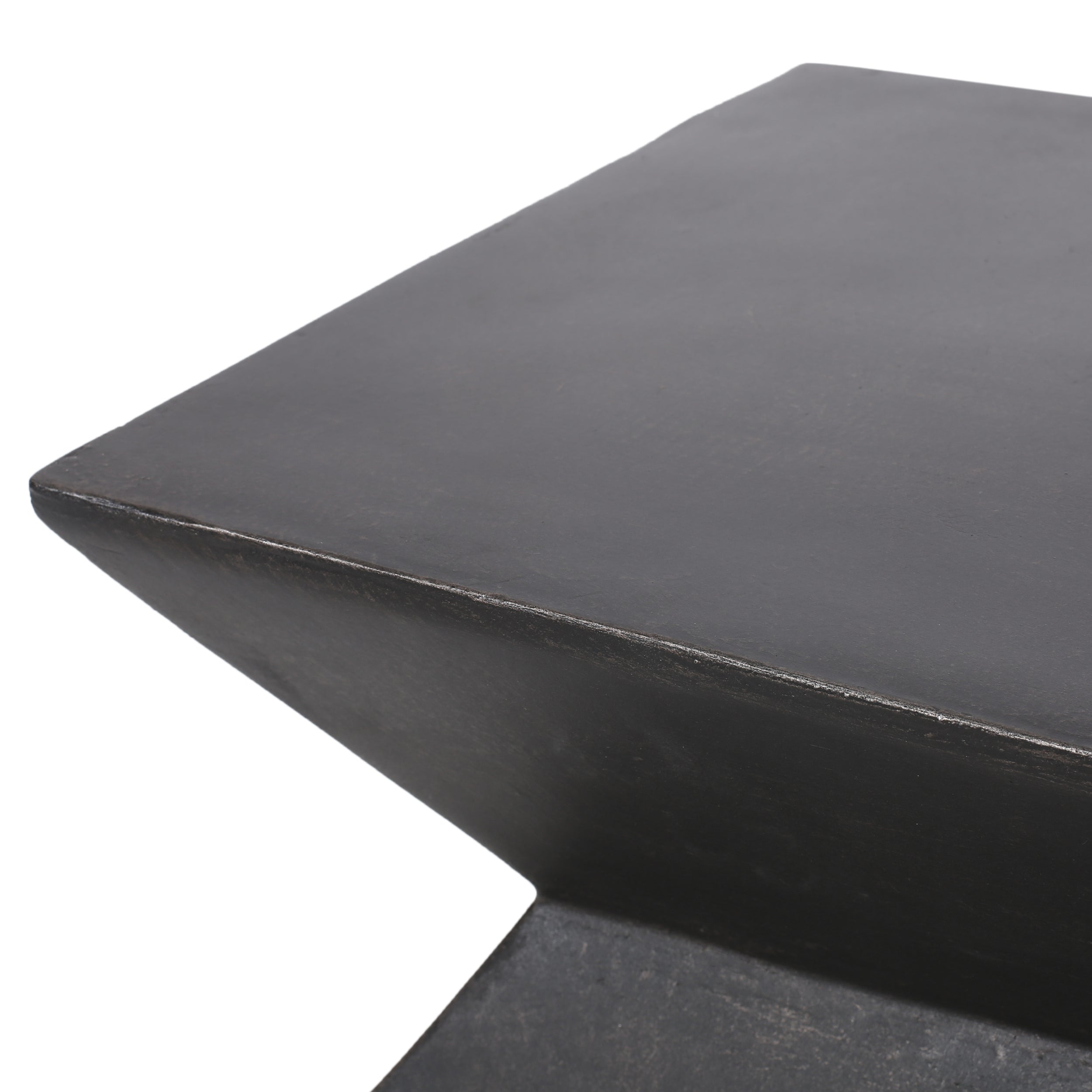 Modern Outdoor Lightweight Concrete Side Table with Geometric Design in Copper