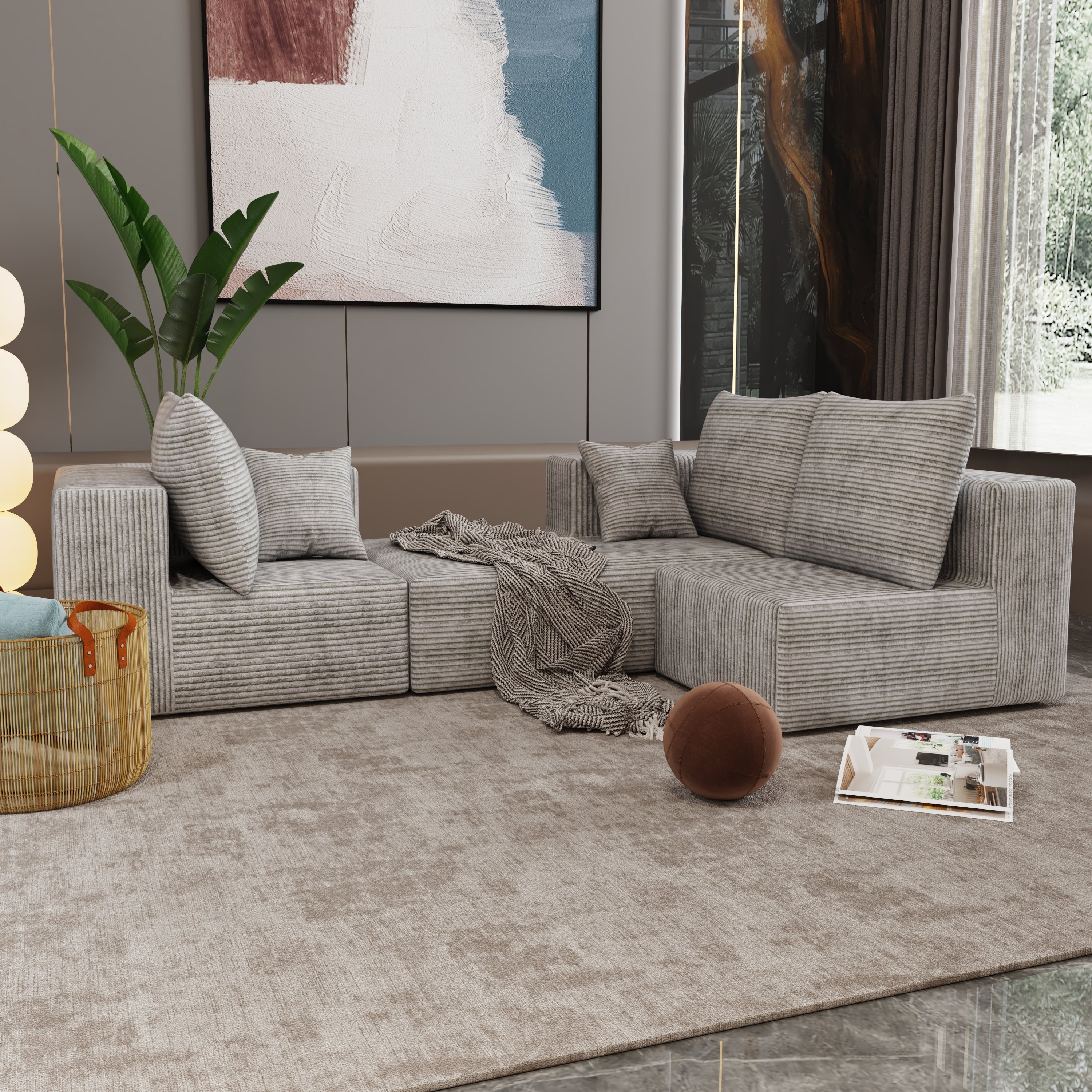 Corner combination sofa, sectional sofa ,couch sofa,sofa bed, made of high-density sponge and soft plush fabric, with multiple combinations available(gray)