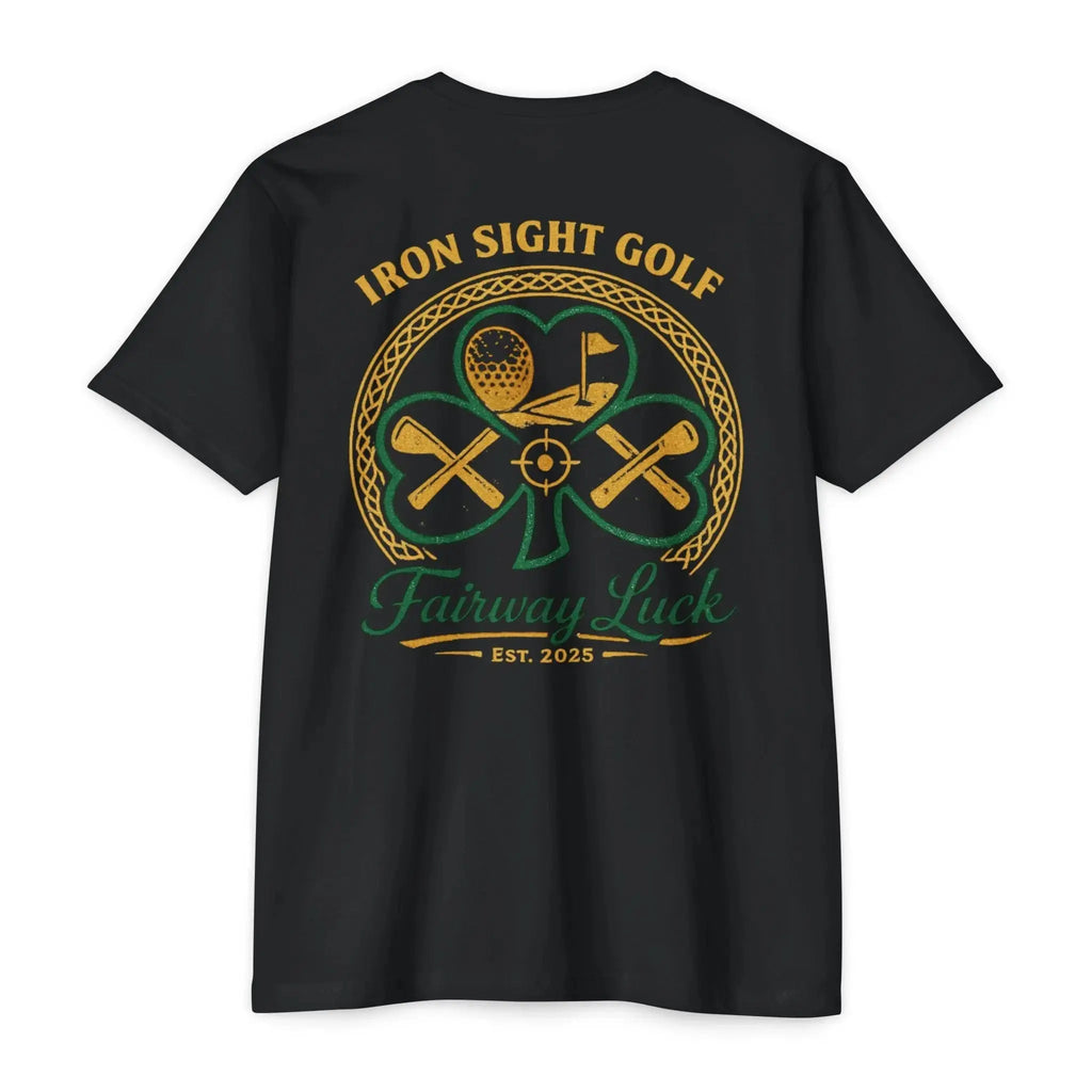 Fairway Luck Golf T-Shirt — Iron Sight Golf Shamrock Design 60/40 Next Level