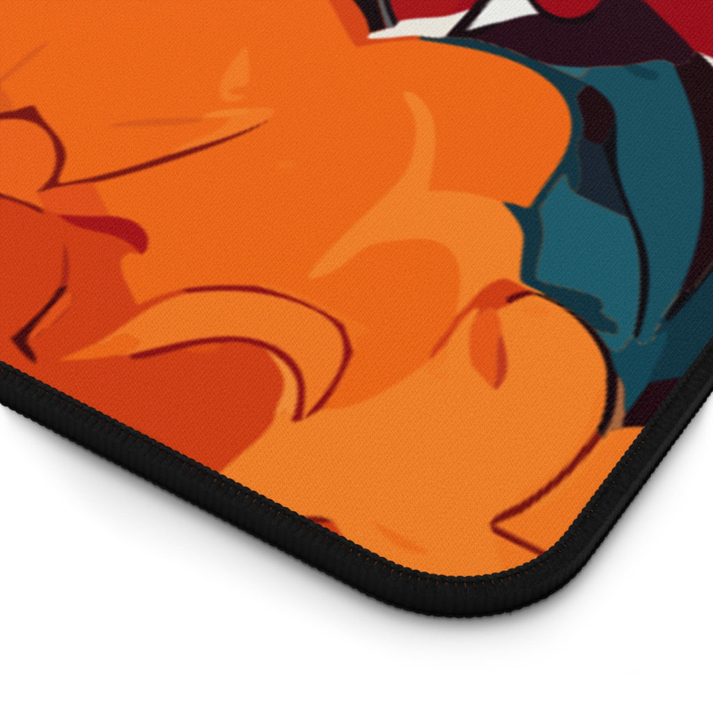 Vibrant Orange Floral Desk Mat | Retro Bloom Mouse Pad for Aesthetic Workspaces