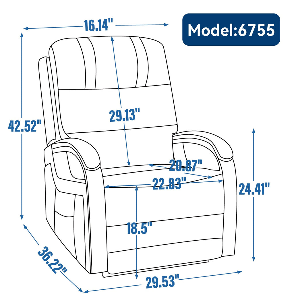 Power Grey Chenille Lift Recliner Chair Dual Motor Infinite Position Up to 350 LBS with Solid Wood Armrests, Heat Massage and Heavy Duty Motion Mechanism