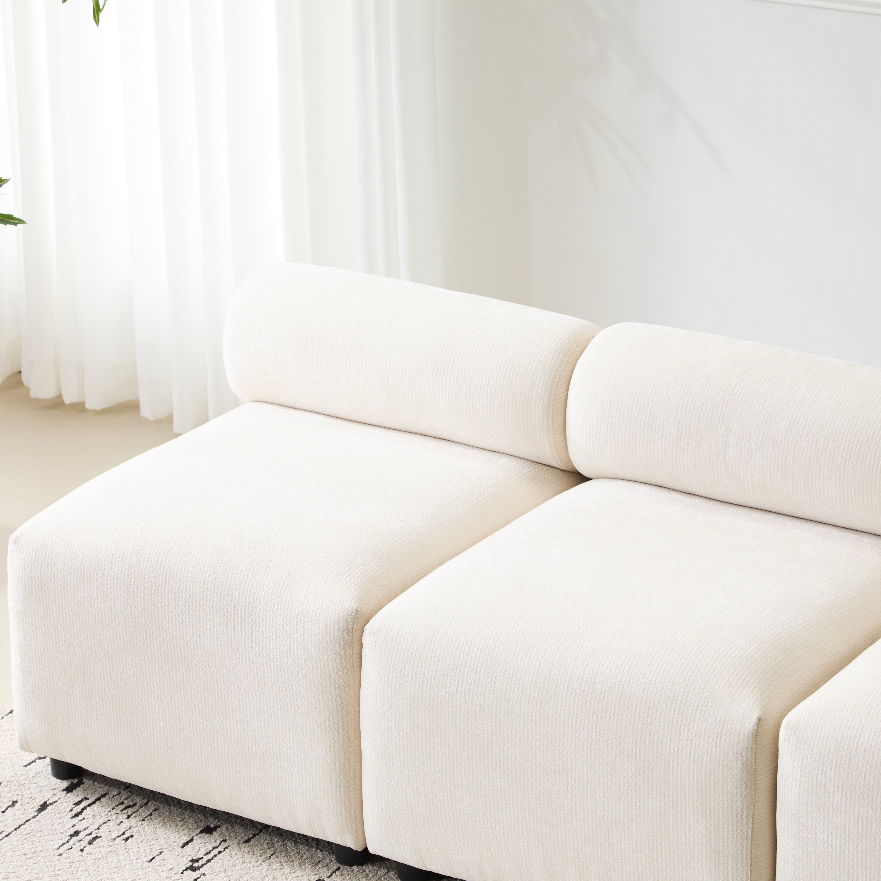 Evelyn 78 in.Armless 3-Piece 3 Seater Modular Couch Sectional Sofa for Living Rooms,Bedrooms,Apartment Office