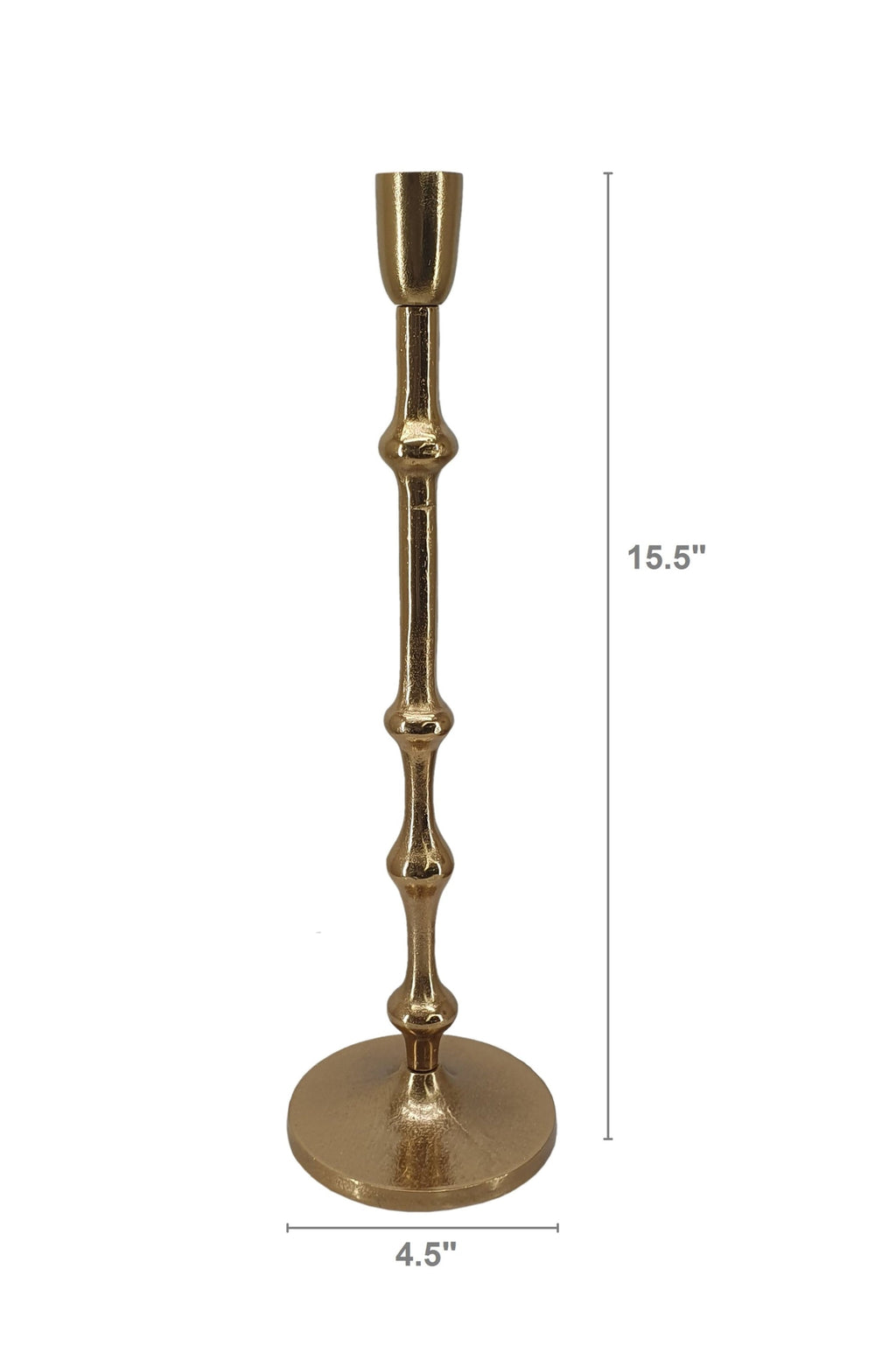 4.5x15.5' Slender Aluminum Taper Candle Holder with Bead Accents, Bronze