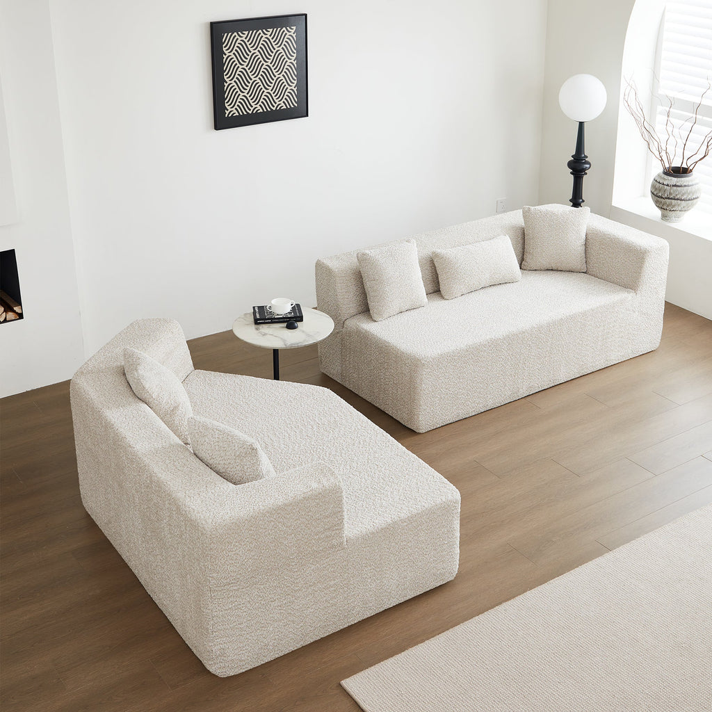 127.5'' Modern Minimalist Sofa With Deep Seat,No Assembly Needed
