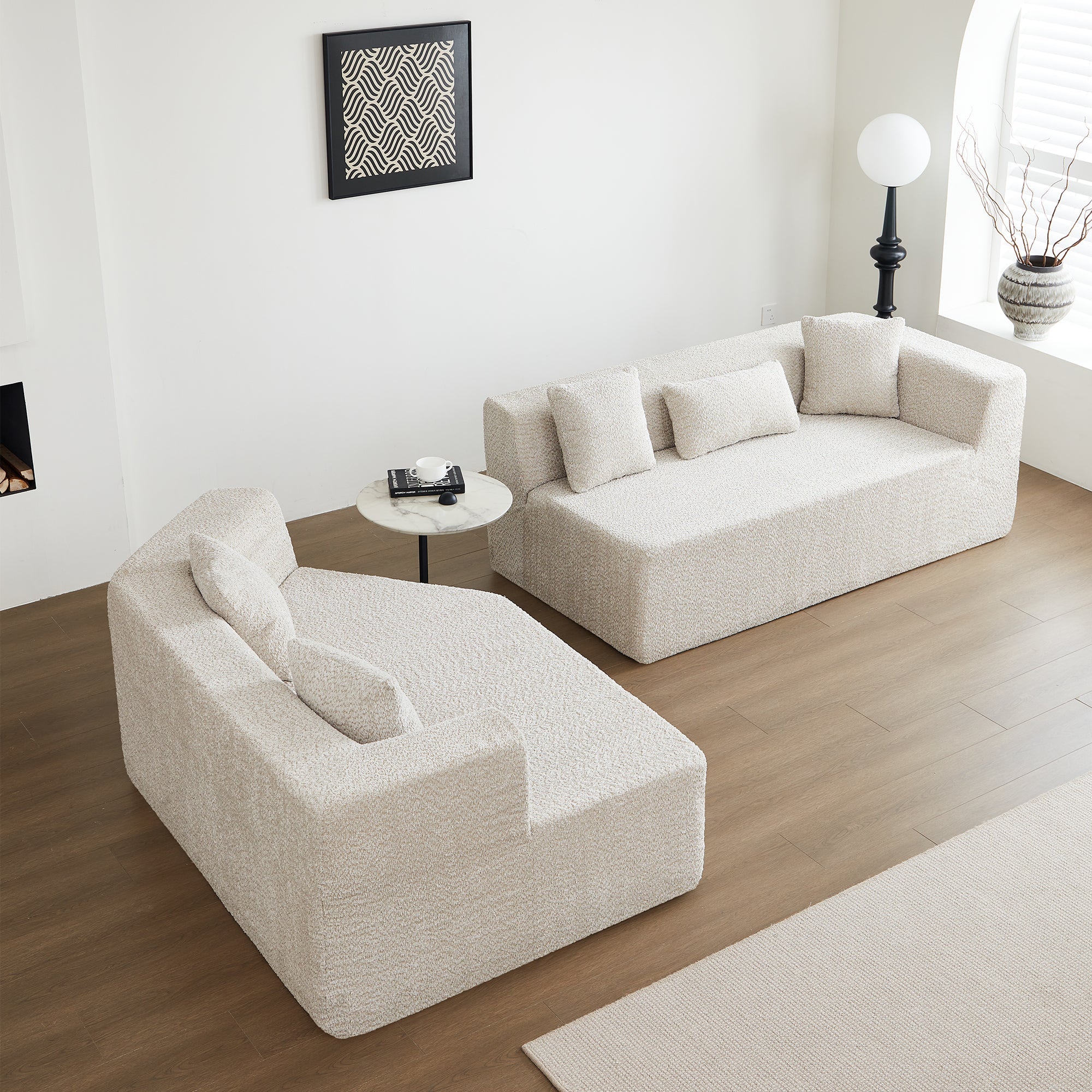 127.5'' Modern Minimalist Sofa With Deep Seat,No Assembly Needed