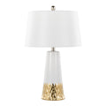 Penelope 22' Contemporary Ceramic Table Lamp with White & Gold Ceramic Body and White Shade by LumiSource