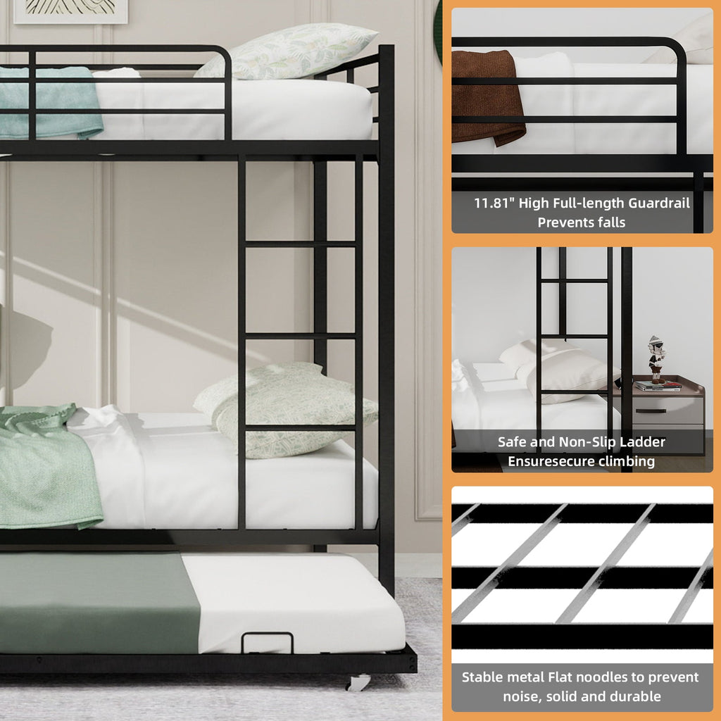 Durable Square Tube Iron Bunk Bed Featuring Safety Rails, Modern Minimalist Look, Ideal for Kids Room, Guest Room or Shared Space, Easy Assembly & Long - Lasting Performance,Full size: 137cm × 190cm