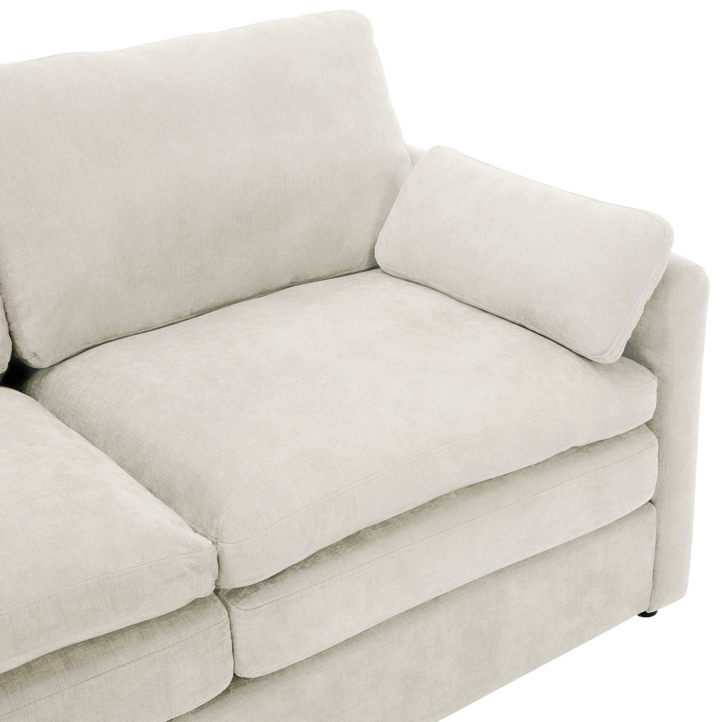 Cozy Upholstered Sofa Set Oversized Comfy Cloud Sofa Double Cushion Sofa Group Plush Cushion Sofa Couch for Living Room, Beige