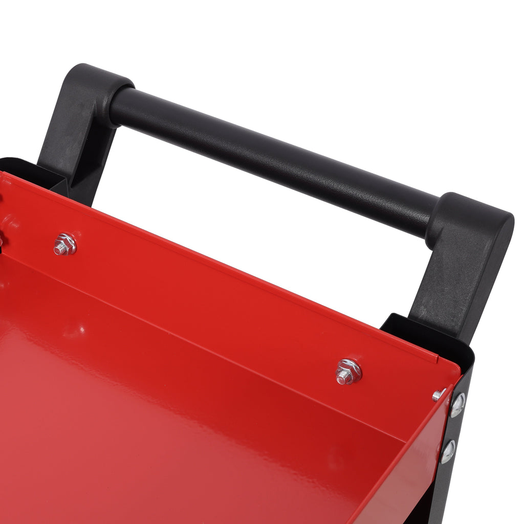 3 Tier Rolling Tool Cart on Wheels,Heavy Duty Utility Tool Cart with Pegboard for Repair Shop, Garage, Warehouse,Red