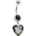 Jet Gem Classic Romance Heart Belly Ring