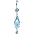 Aqua Gem Springtime Flower Belly Ring