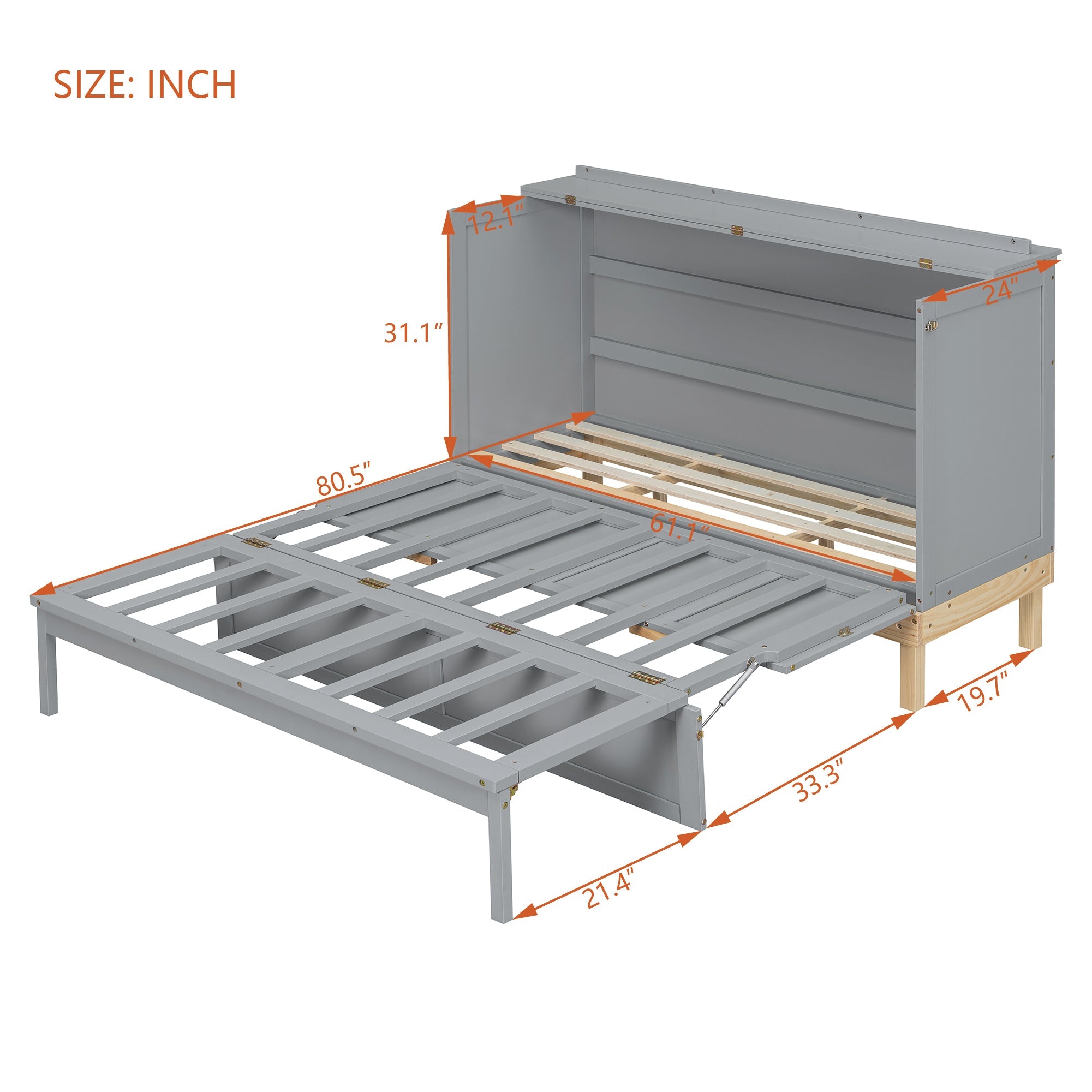 Queen Size Murphy Bed, Gray