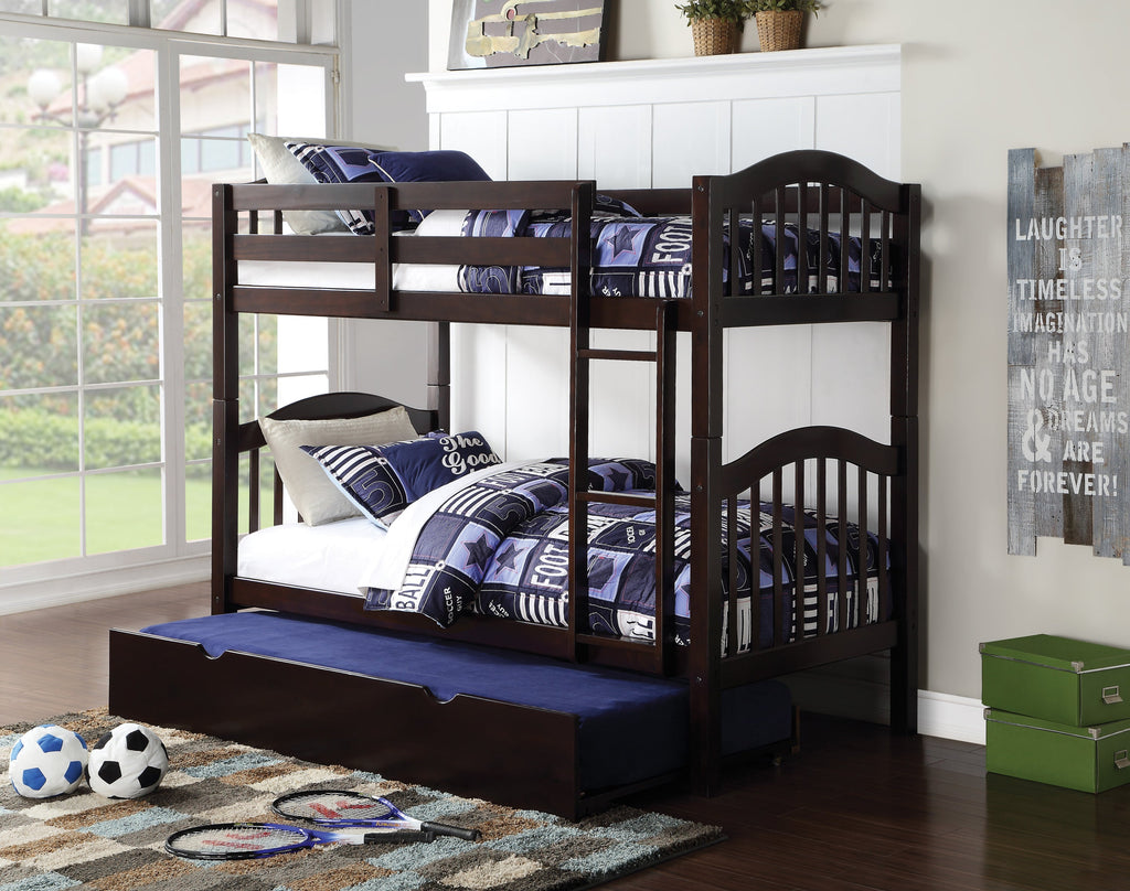 Espresso Twin Over Twin Bunk Bed with Built-in Ladder