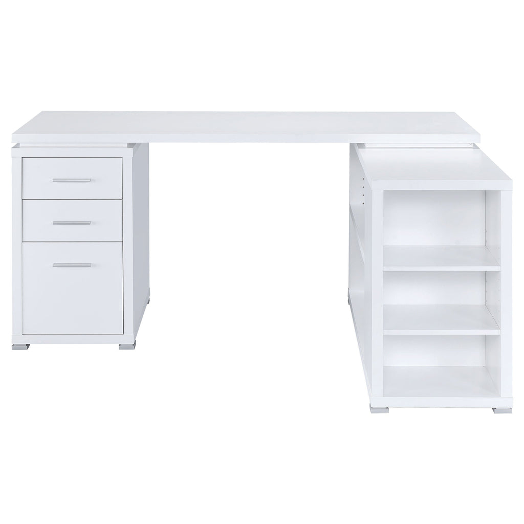 Tona White Driftwood 3-Drawer L-Shape Computer Desk