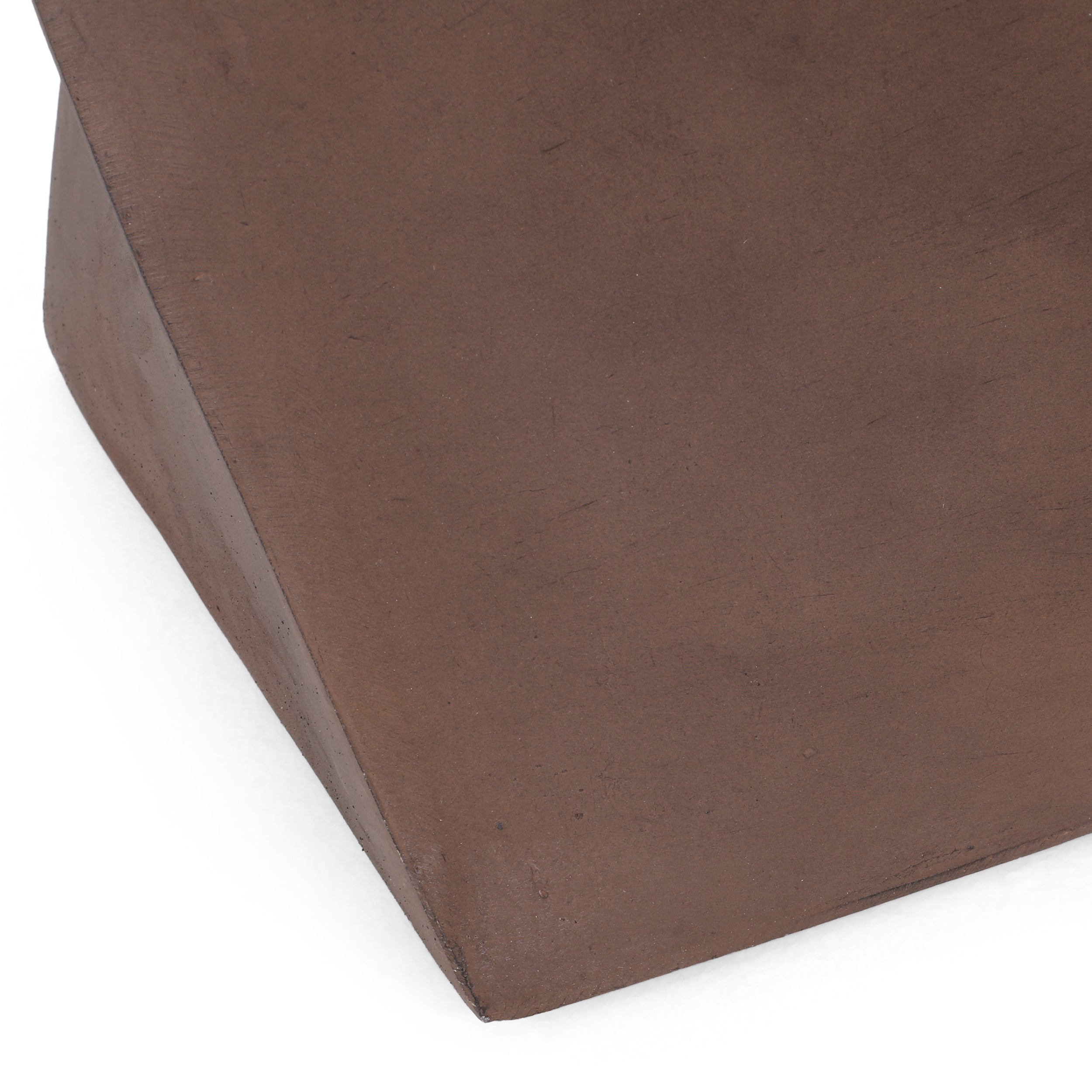 Modern Outdoor Lightweight Concrete Side Table with Abstract Design in Brown Magnesium Oxide, 21 x 21 x 18 Inches