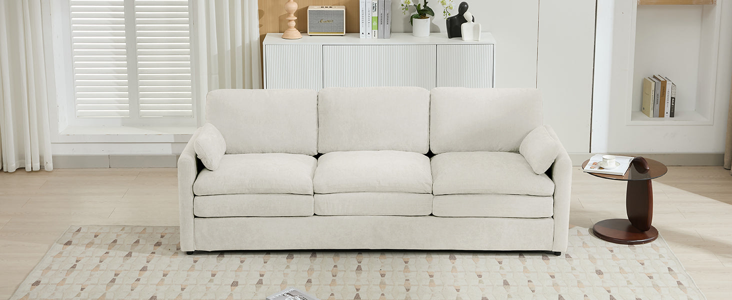 89'  Cozy Upholstered 3-seater Sofa Oversized Comfy Cloud Sofa Double Cushion 3-seater Sofa Plush Cushion Sofa Couch for Living Room, Beige