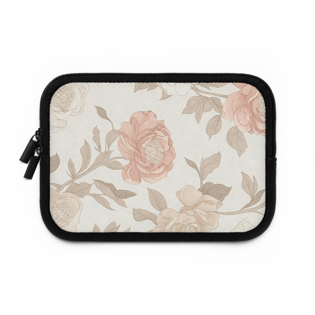 Blush Rose Peony Laptop Sleeve | Neutral Watercolor Floral Tech Cover