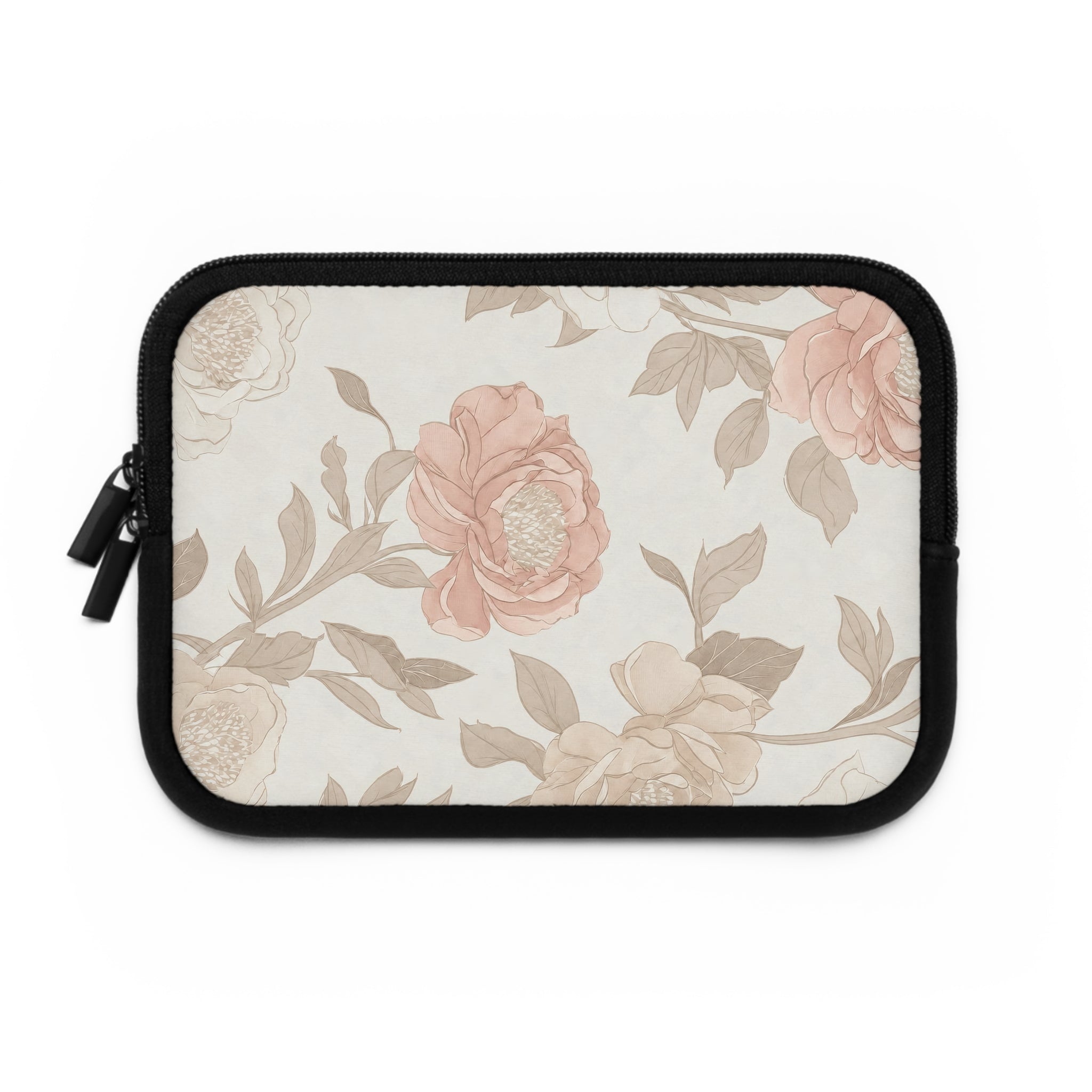 Blush Rose Peony Laptop Sleeve | Neutral Watercolor Floral Tech Cover
