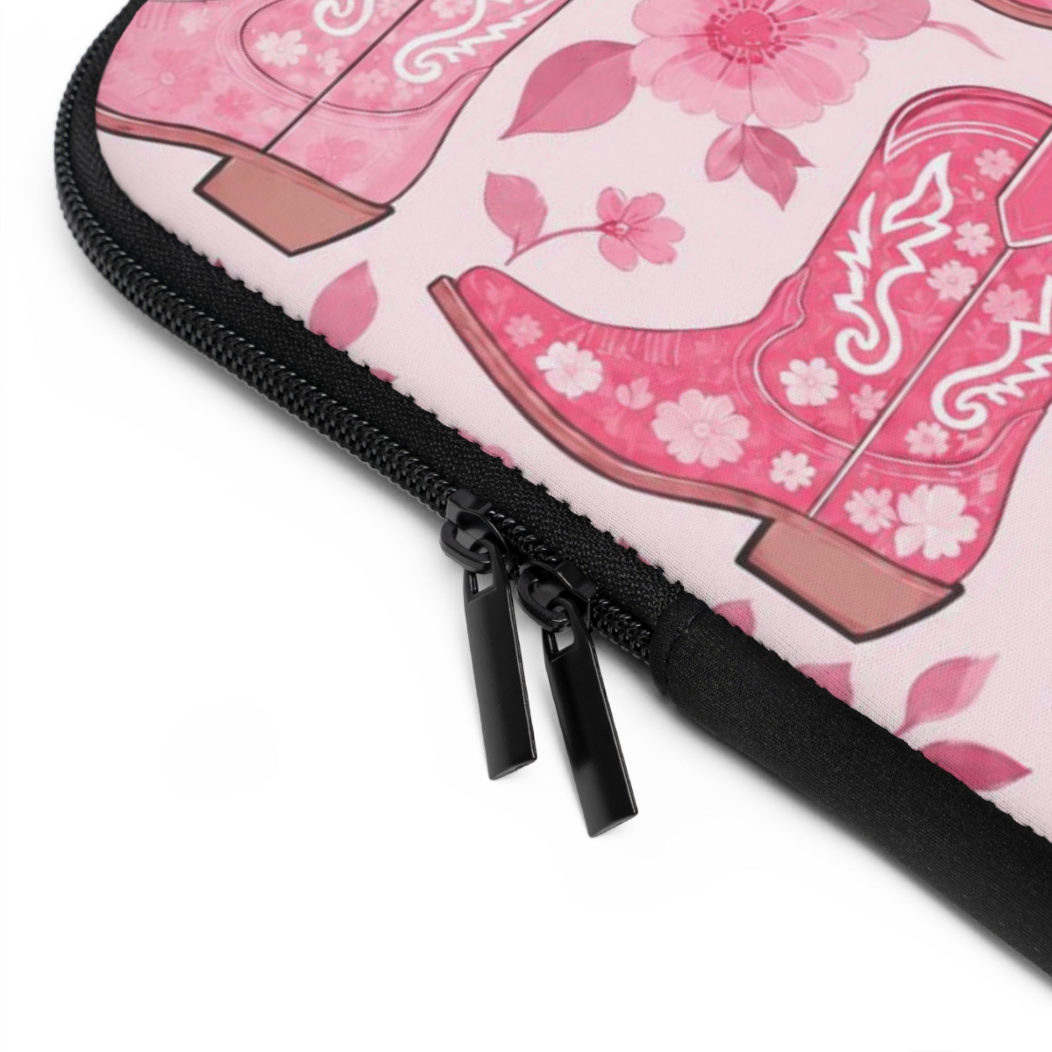 Pink Cowboy Boot Laptop Sleeve | Western Floral Tech Cover for Women