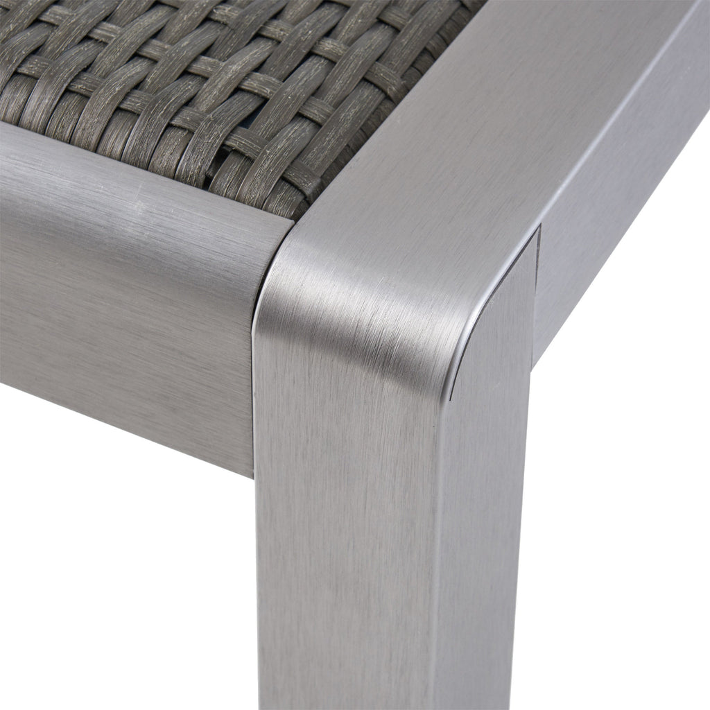 Fizz 35' Outdoor Square Dining Table with Aluminum Frame, Grey and Silver