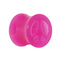 Acrylic Neon Pink Peace Sign Tunnel Plug 2G to 20mm