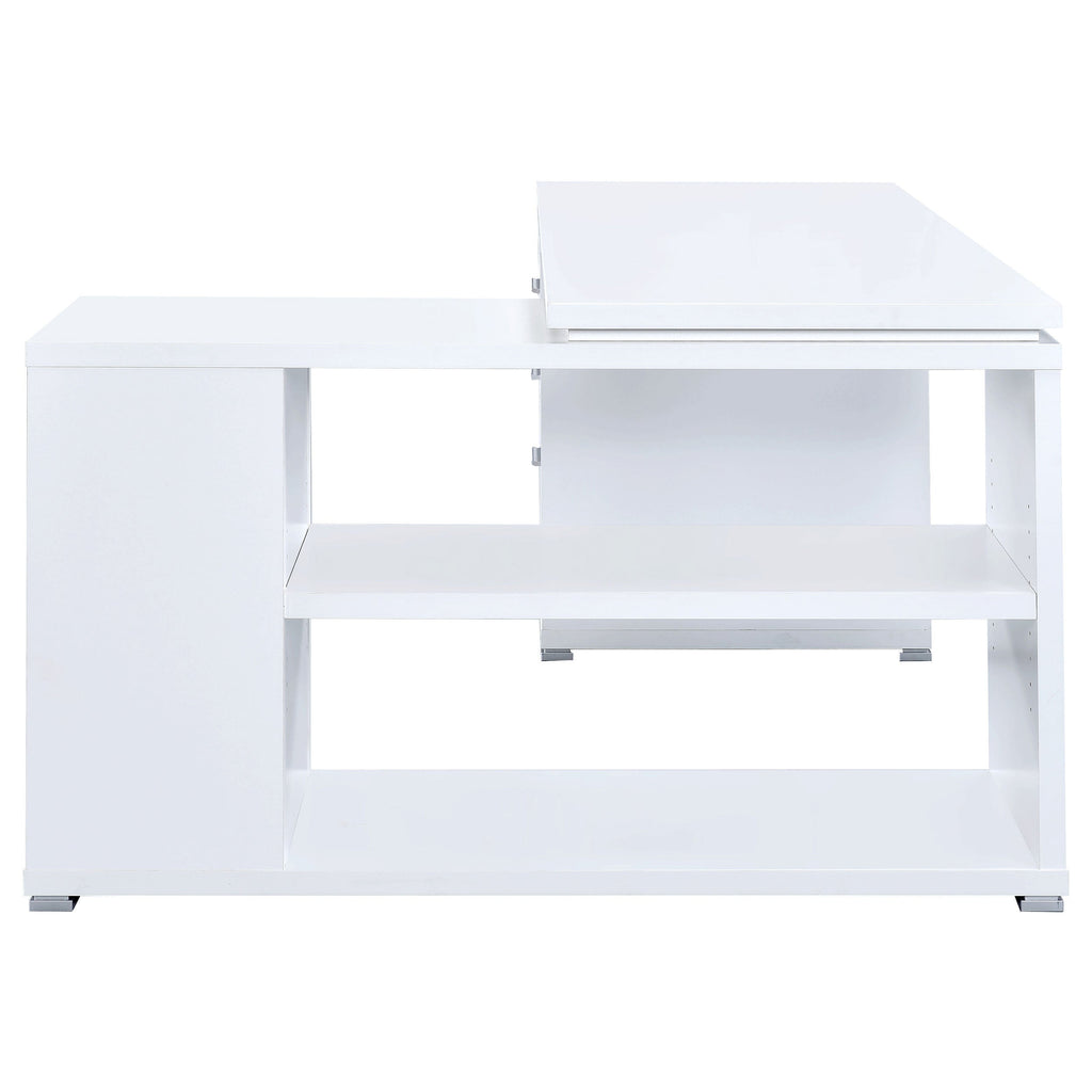 Tona White Driftwood 3-Drawer L-Shape Computer Desk