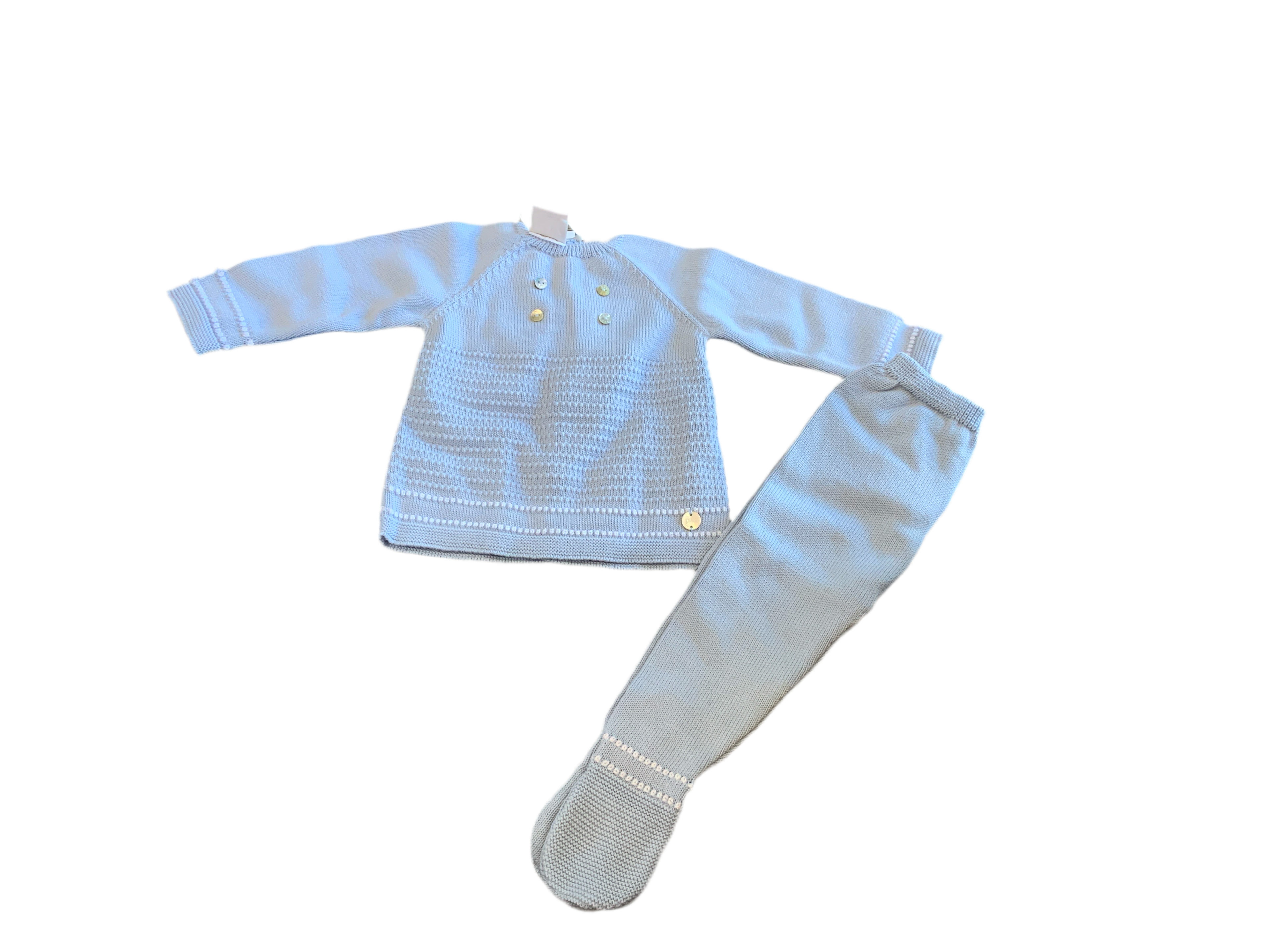 Paz Rodriguez White/Sky Blue knit set