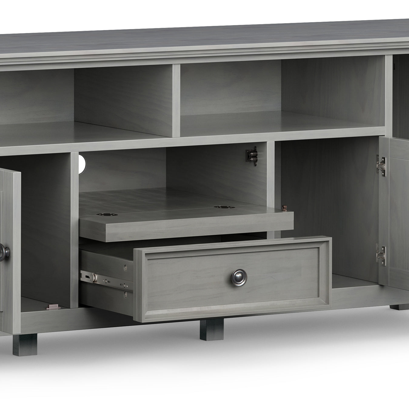 Amherst 72 inch Solid Wood TV Media Stand in Fog Grey