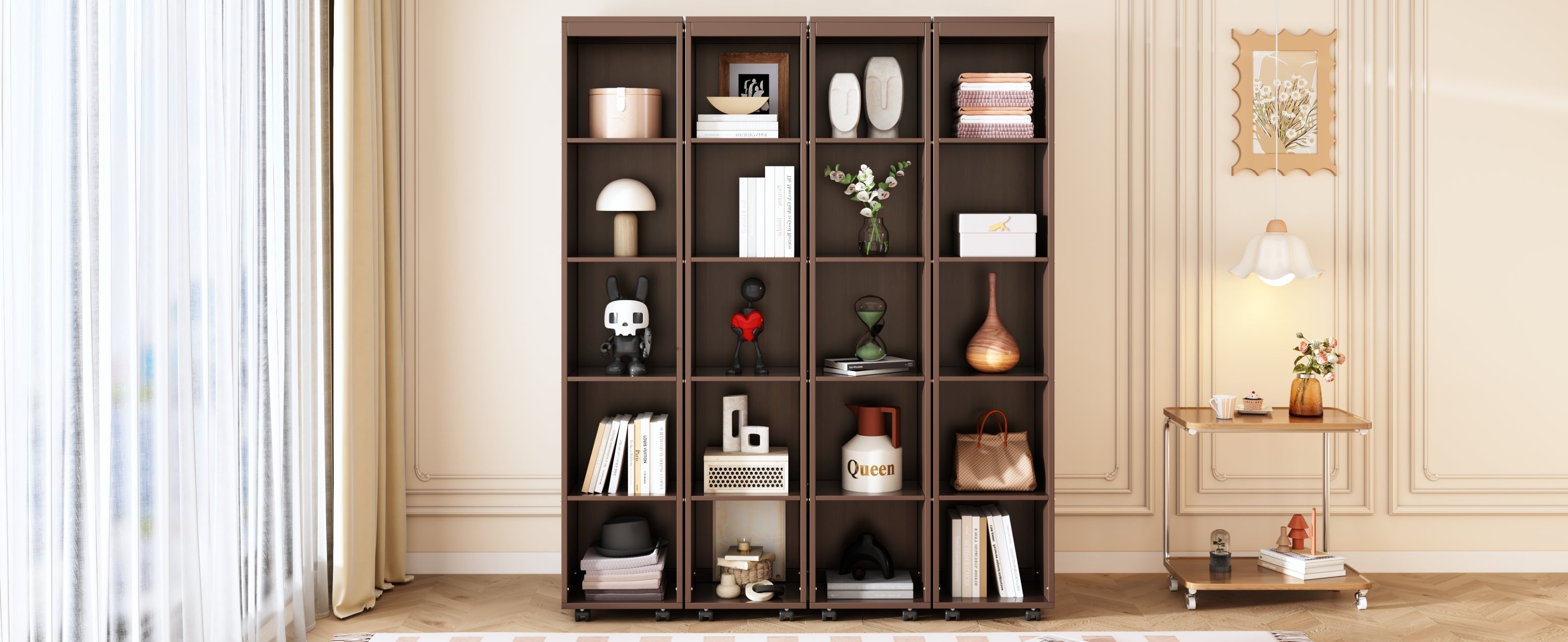 Queen Murphy Bed Wall Bed with Storage Doors, Espresso